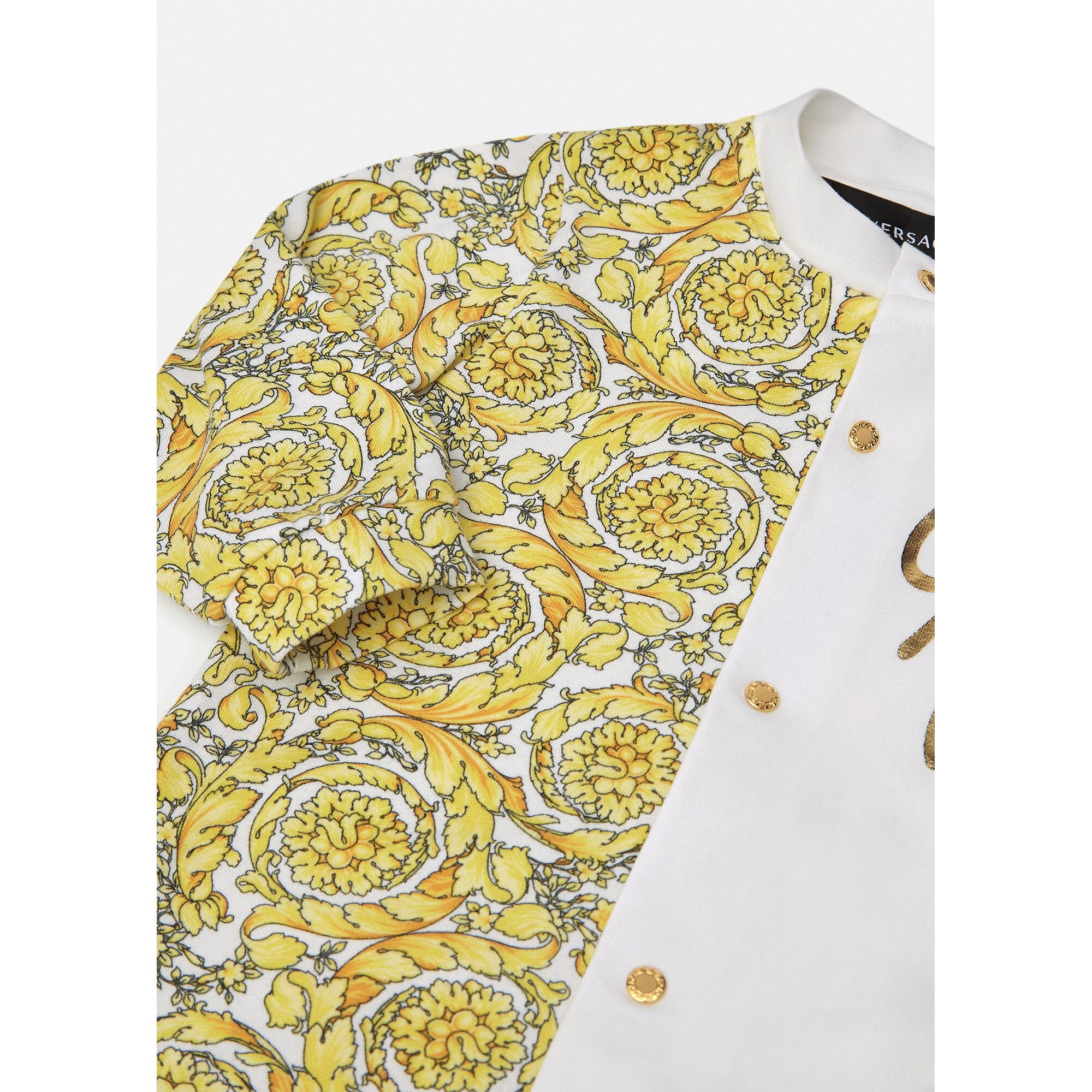 Versace Baby Boys Barocco Print Baby-Grow White &amp; Gold