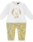 Versace Boys Barocco Print Baby-Grow White & Gold