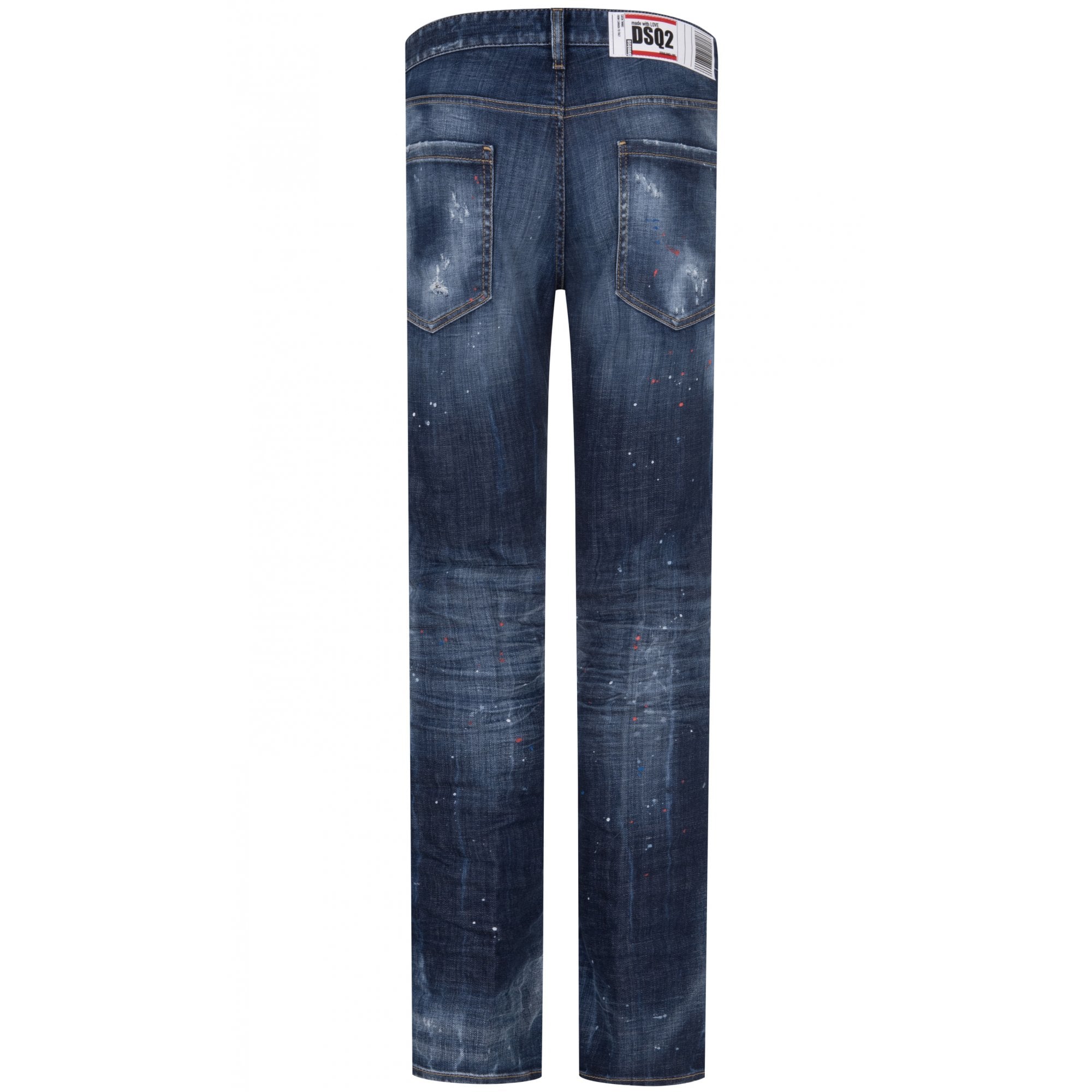 Dsquared2 Men&#39;s Distressed Red Paint Cool Guy Jeans Blue