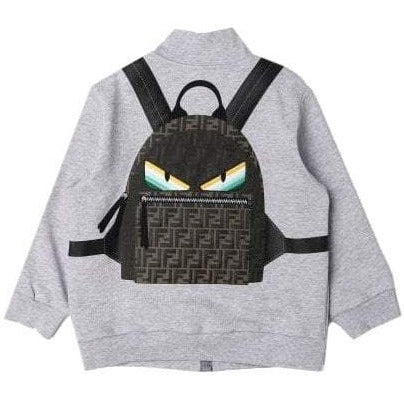 Fendi Boys Zip Top With 3D Backpack Print Grey