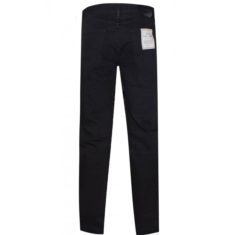 Z Zegna Men&#39;s Stretch Cotton Luxe Twill 5-Pocket Denim Jeans Black