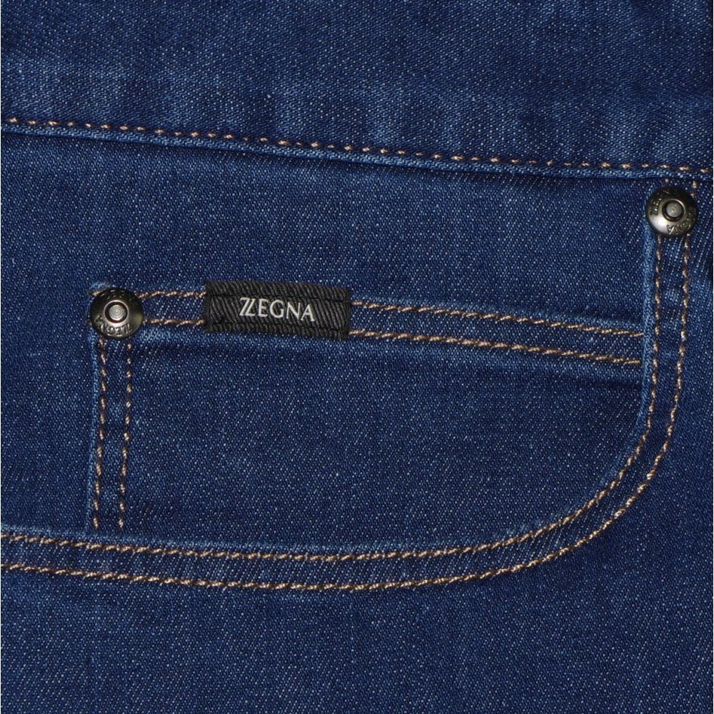 Z Zegna Men&#39;s Stretch Cotton 5-Pocket Jeans Blue