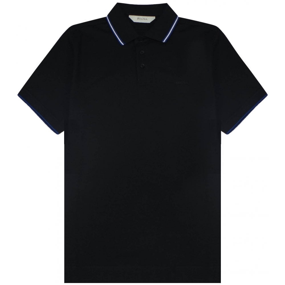 Z Zegna Stretch Cotton Short-Sleeve Polo Black