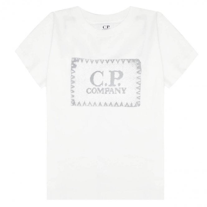 C.P Company Boys Total Eclipse Logo T-shirt White