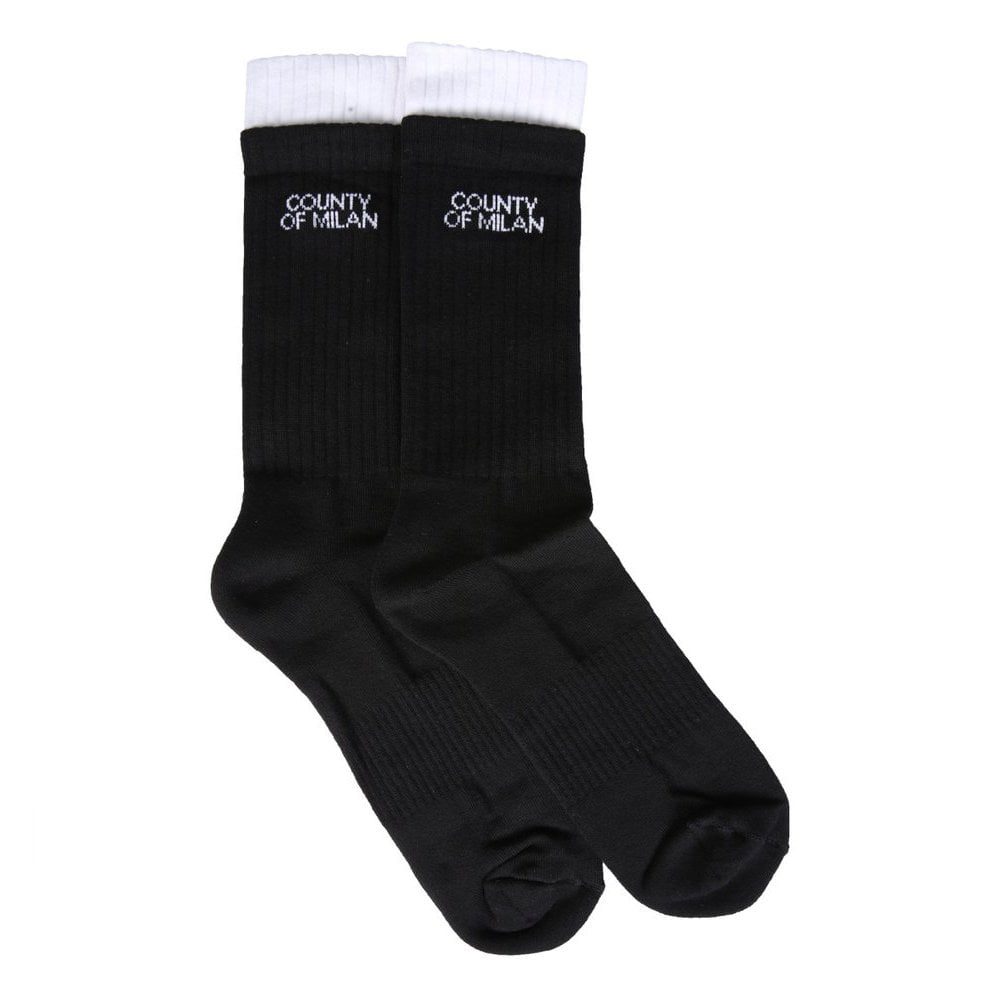 Marcelo Burlon Men&#39;s Double Cuff Socks Black