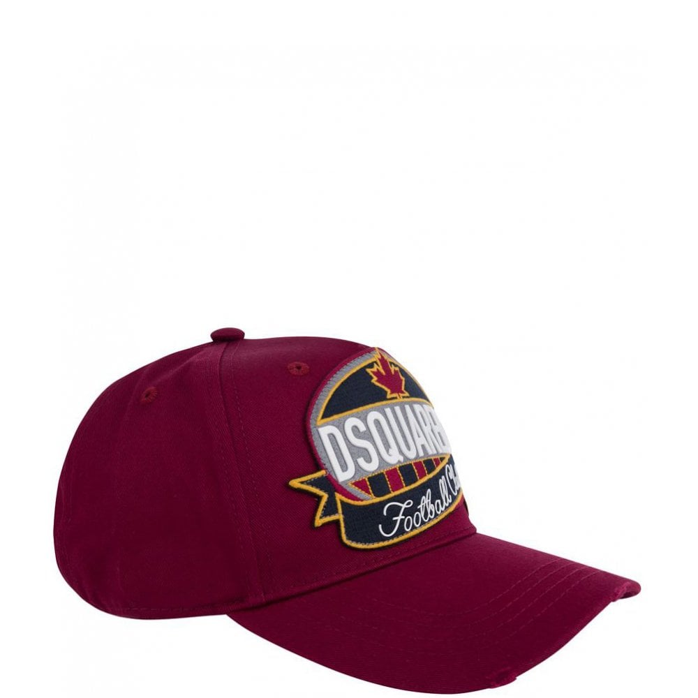Dsquared2 Men&#39;s Embroidered Patch Baseball Cap Burgundy