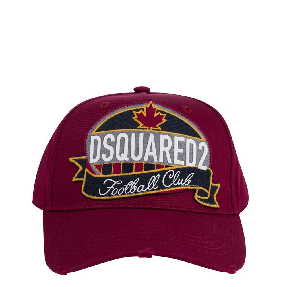 Dsquared2 Men&#39;s Embroidered Patch Baseball Cap Burgundy