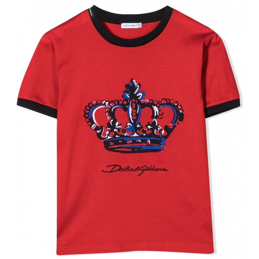 Dolce &amp; Gabbana Boys Crown Print T-Shirt Red