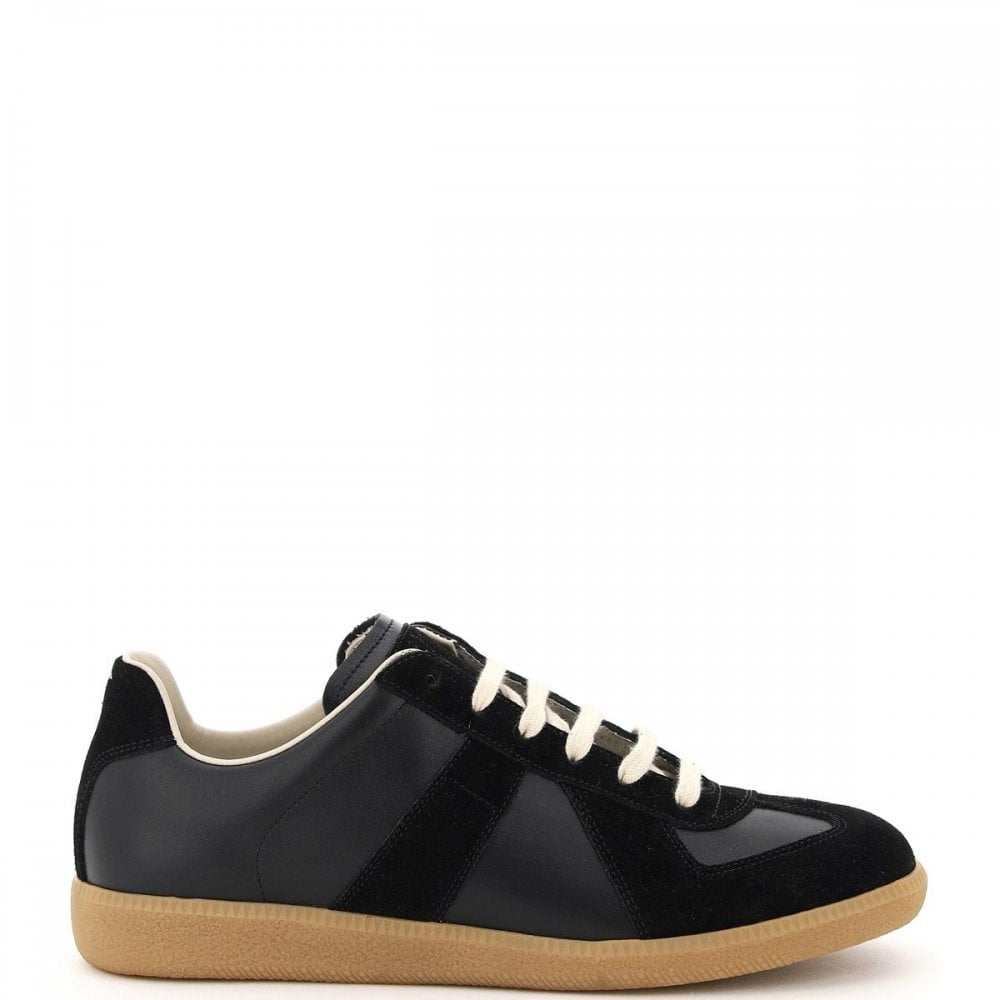 Maison Margiela Men&#39;s Replica Leather Sneakers Black