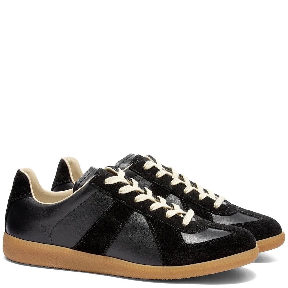 Maison Margiela Men&#39;s Replica Leather Sneakers Black