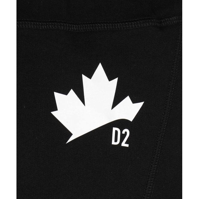 Dsquared2 Men&#39;s Black Maple Leaf Print Jersey Sweat Shorts
