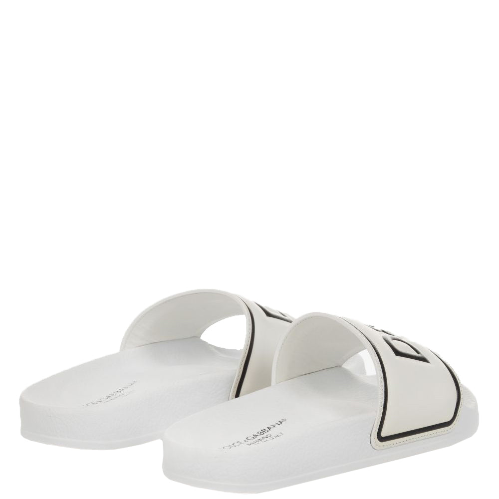 Dolce &amp; Gabbana Boys Leather Sliders White