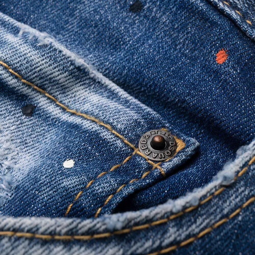 Dsquared2 Men&#39;s Paint Splatter Distressed Jeans Blue
