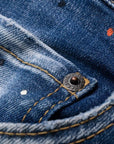 Dsquared2 Men's Paint Splatter Distressed Jeans Blue