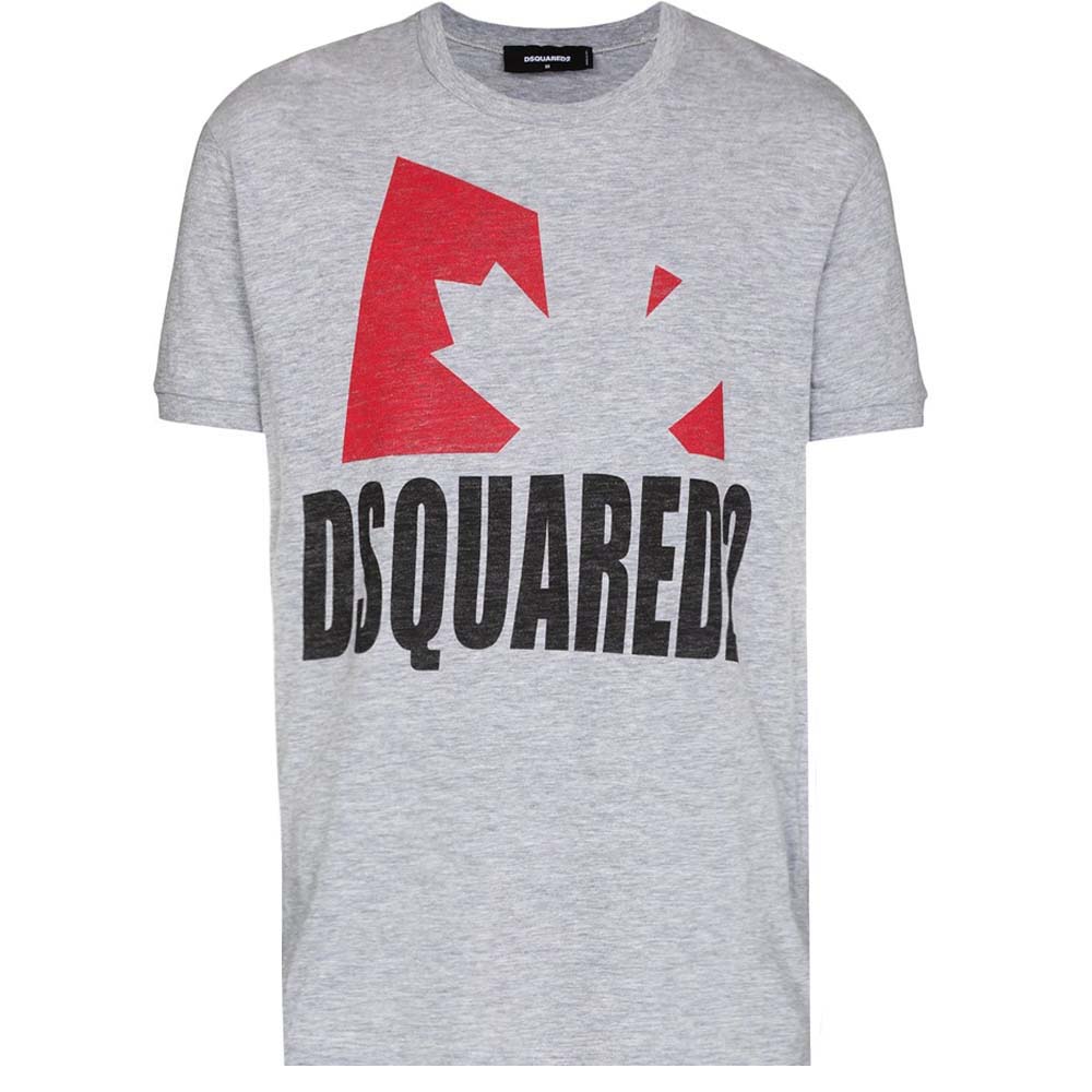 Dsquared2 Men&#39;s Leaf Print Short Sleeve T-Shirt Grey
