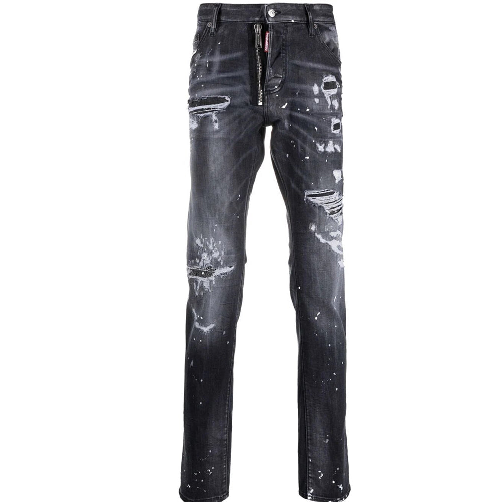 Dsquared2 Men&#39;s Distressed Paint-Splatter Jeans Black