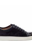 Lanvin Men's Suede And Patent Low Top Sneakers Navy
