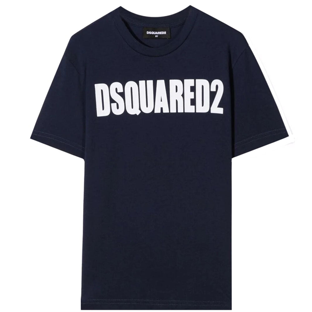 Dsquared2 Boys Logo Print Cotton T-Shirt Navy