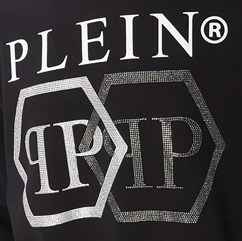 Philipp Plein Men&#39;s Diamond Applique Logo Sweatshirt Black