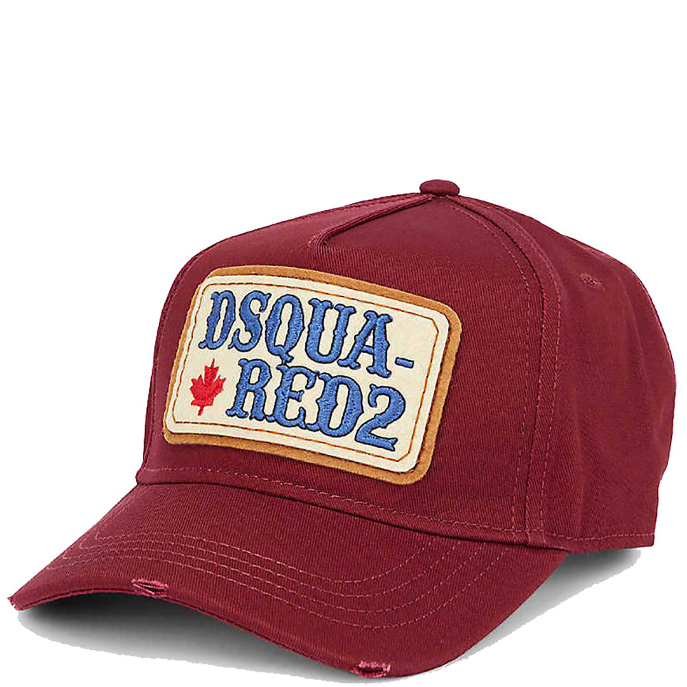 Dsquared2 Men&#39;s Patch Logo Cap Burgundy