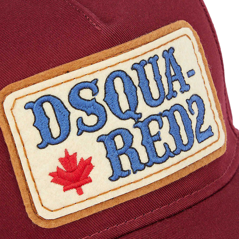 Dsquared2 Men&#39;s Patch Logo Cap Burgundy