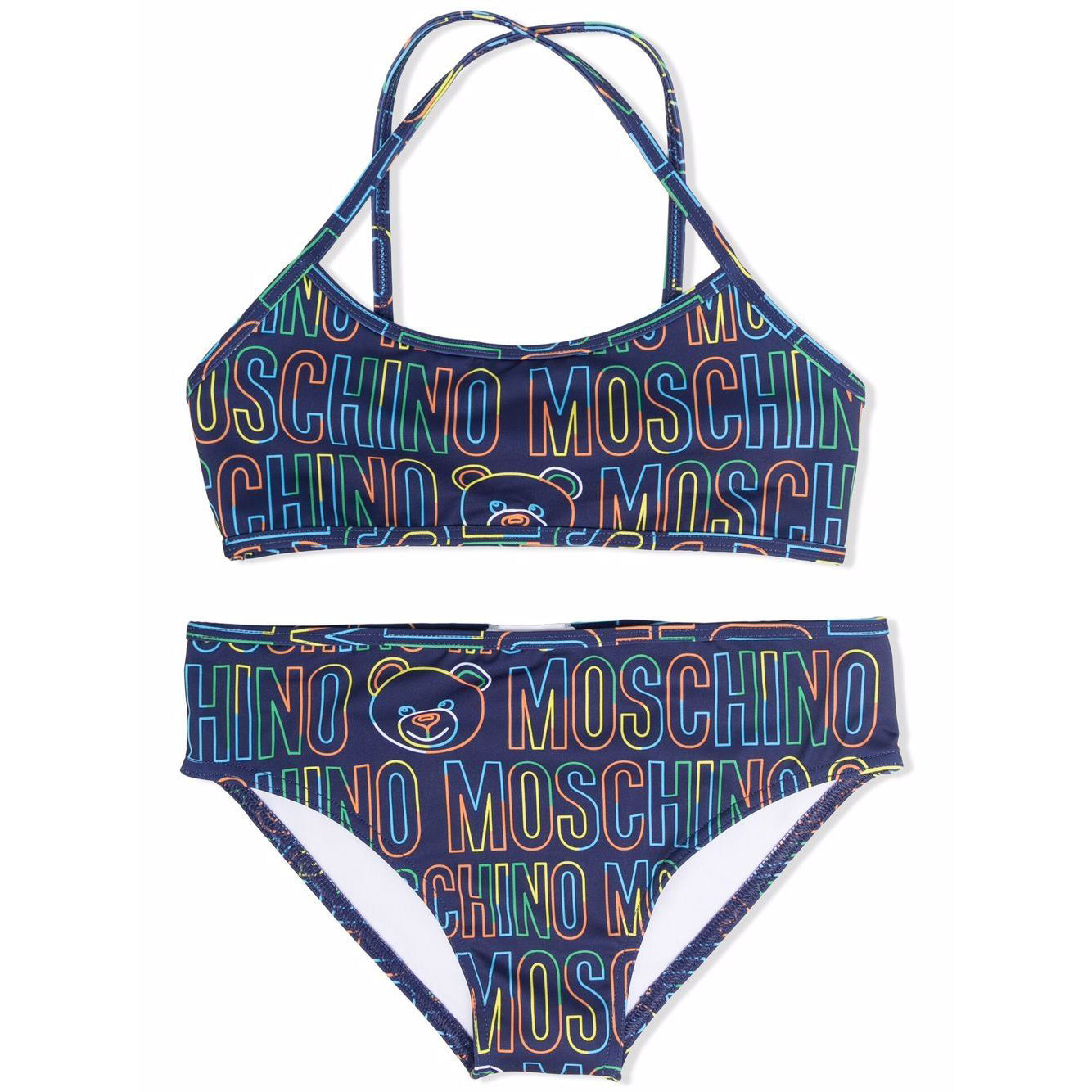Moschino Girls Monogram Logo Bikini Set Blue