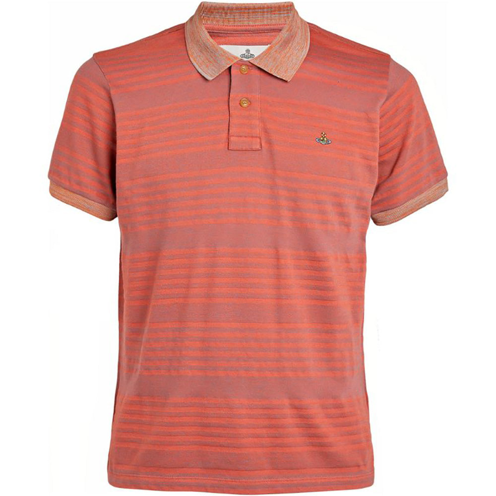 Vivienne Westwood Men&#39;s Stripe Collar Polo Orange