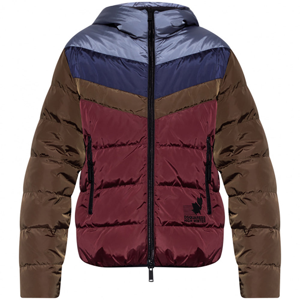 Dsquared2 Men&#39;s Contrasting Quilted Jacket Burgundy