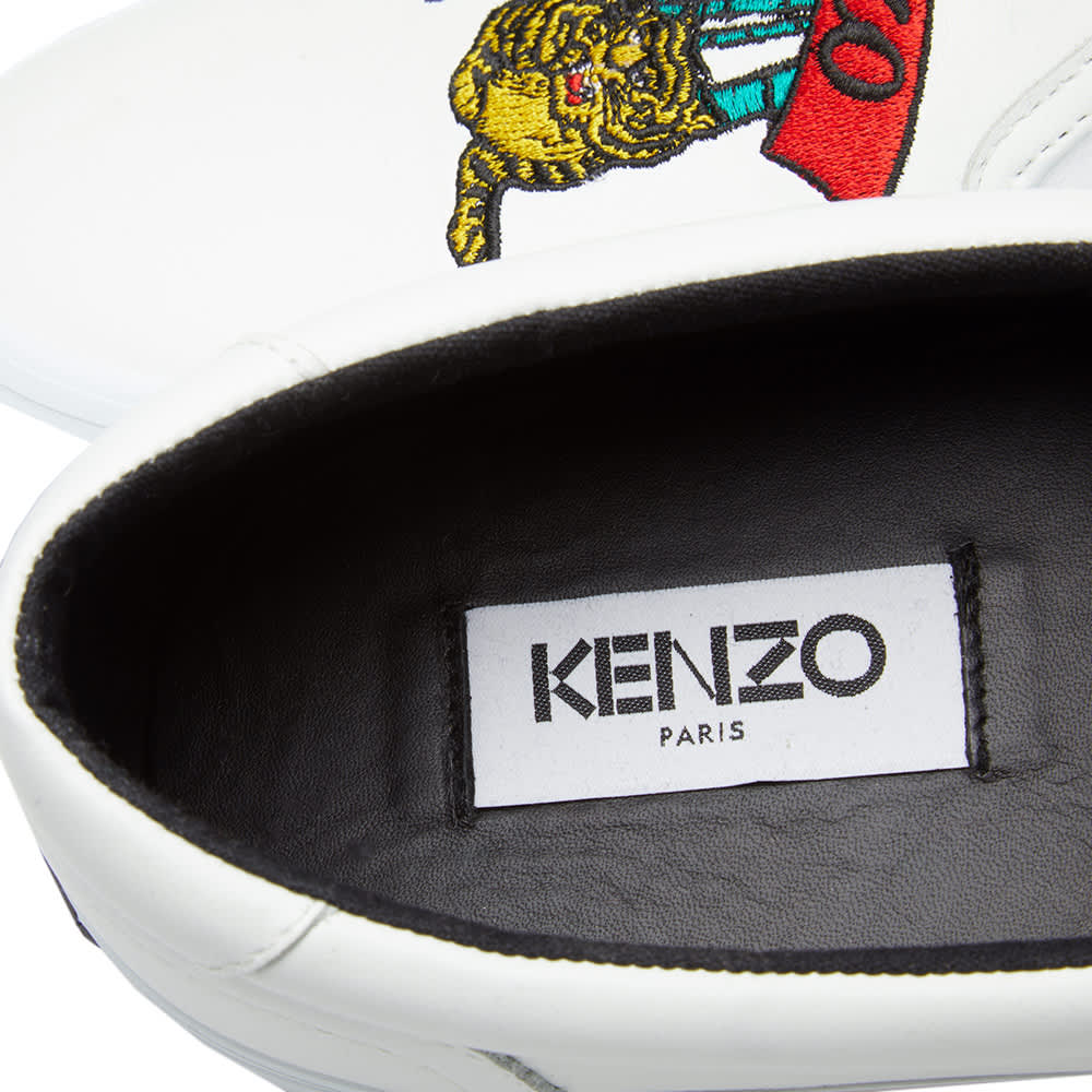 Kenzo Men&#39;s Jumping Tiger Slip Ons White