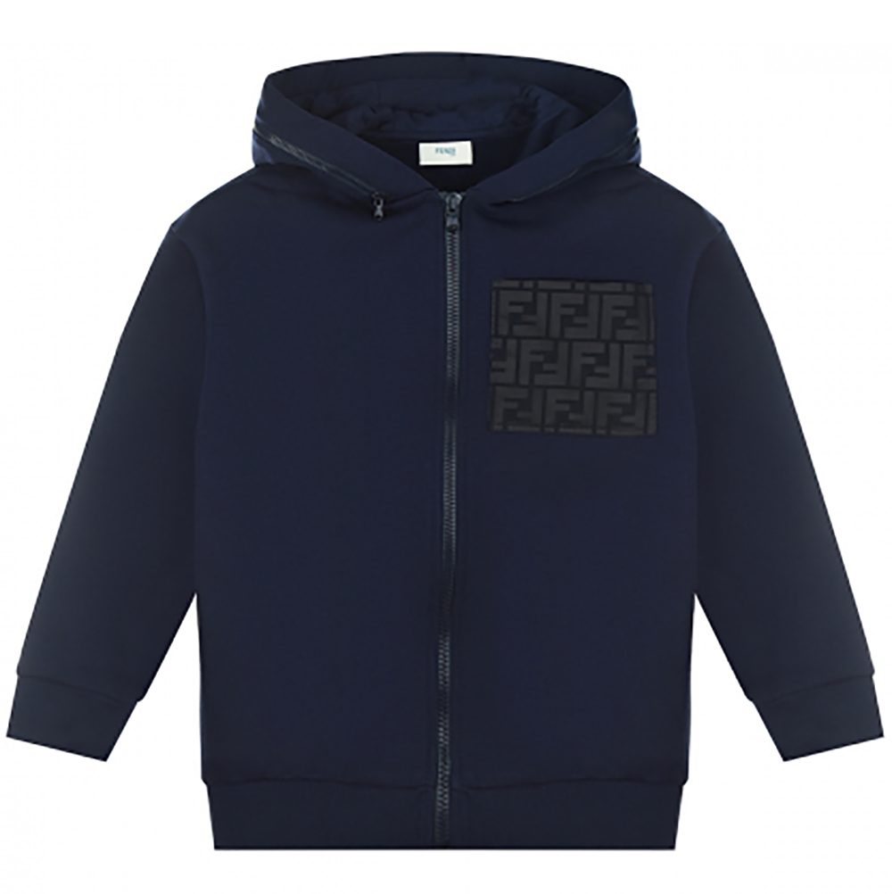 Fendi Boys FF Pocket Hoodie Navy