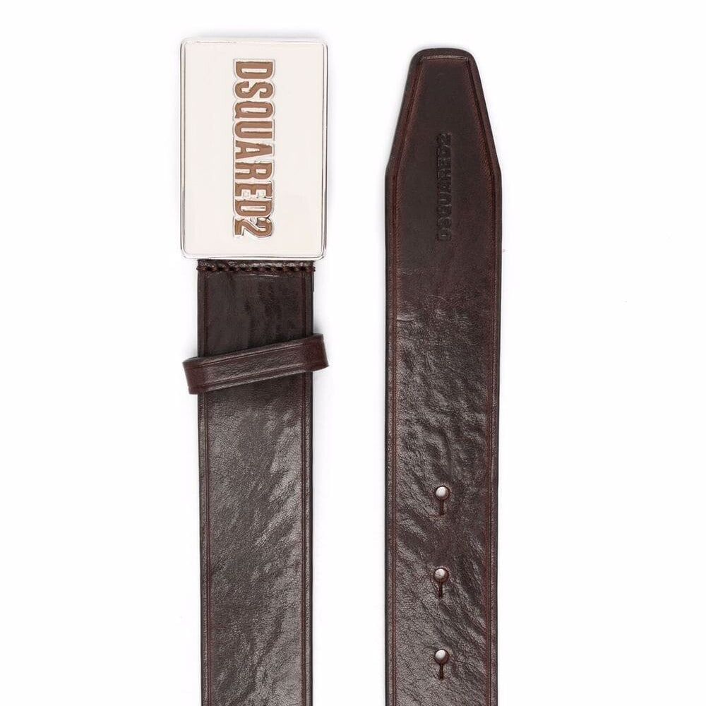 Dsquared2 Men&#39;s Logo Buckle Belt Brown