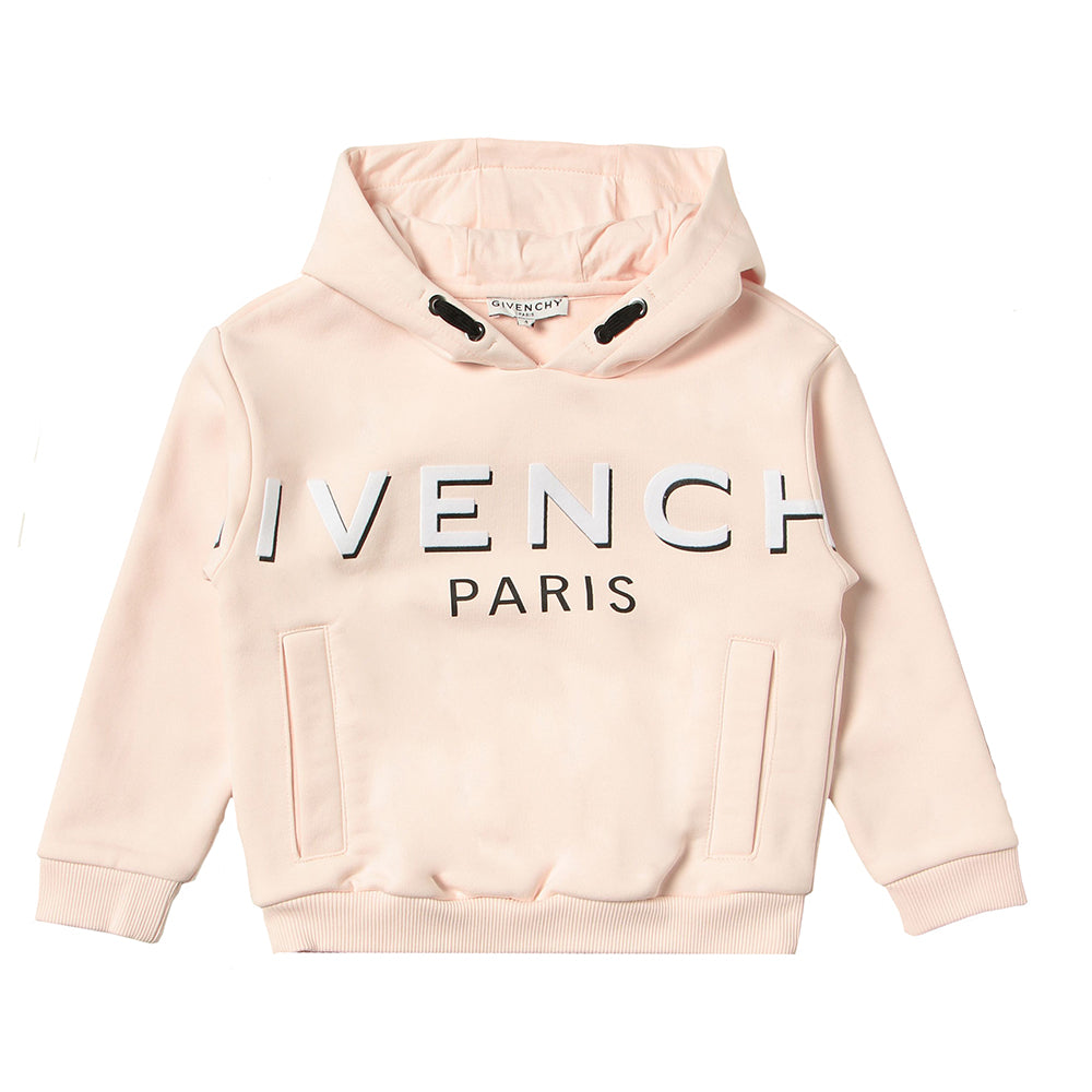 Givenchy Kids Pink Logo Print Drawstring Hoodie