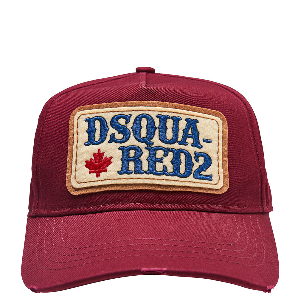 Dsquared2 Men&#39;s Patch Logo Cap Burgundy