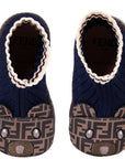 Fendi Unisex Baby Monogram Ballerina Slip-On Sock Shoes Navy