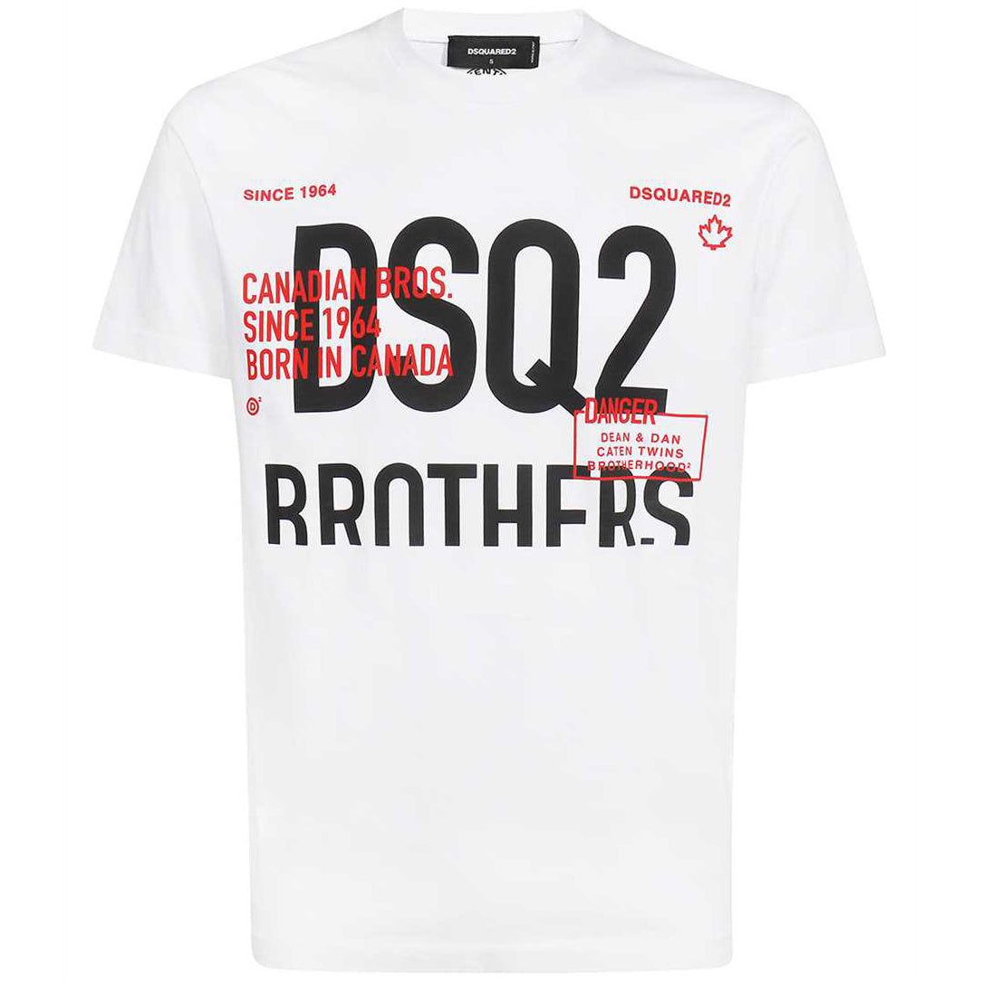 Dsquared2 Men&#39;s Brothers Graphic T-Shirt White