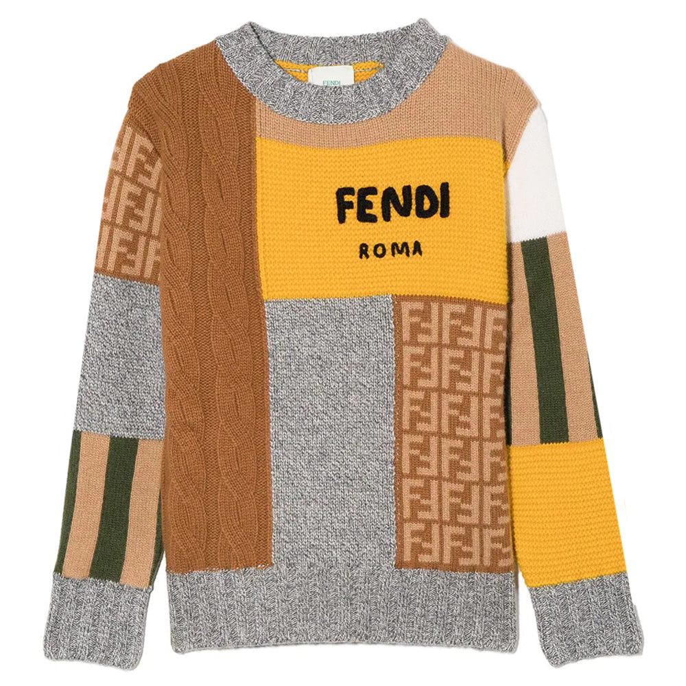 Fendi Boys FF Wool Jumper Brown