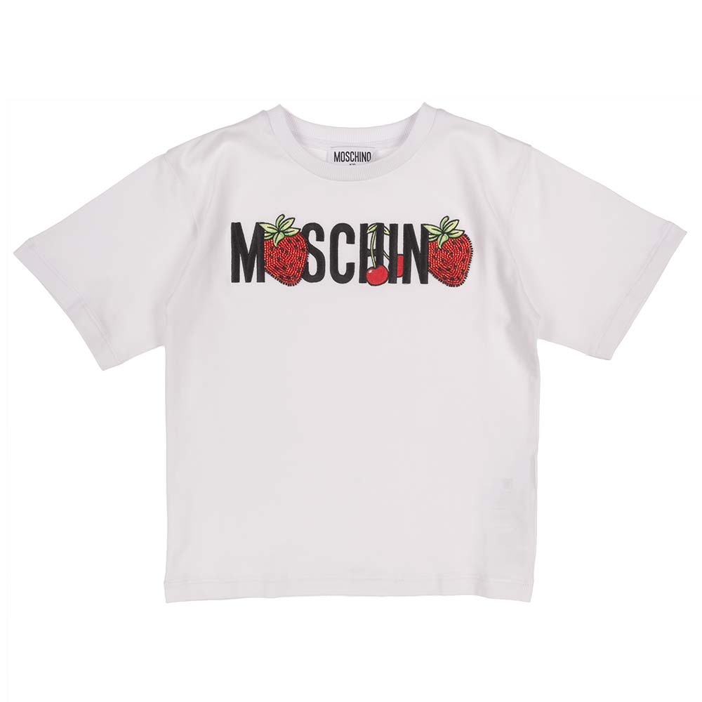 Moschino Girls Strawberry Leggings Set White