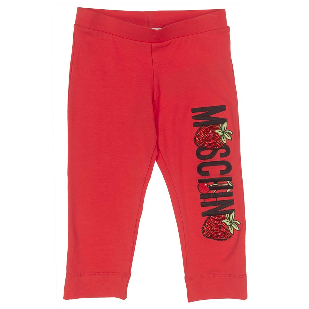 Moschino Girls Strawberry Leggings Set White