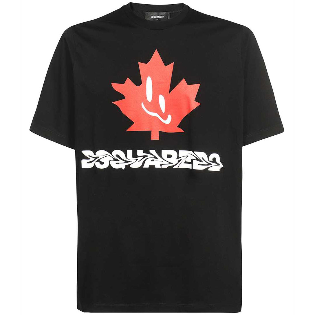 Dsquared2 Men&#39;s Smiling Leaf Logo T-Shirt Black
