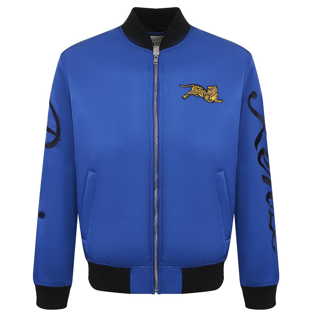 Kenzo Mens Tiger Jumping Bomber Jacket Blue