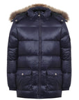 Pyrenex Girl Authentic Shiny Fur Jacket Navy