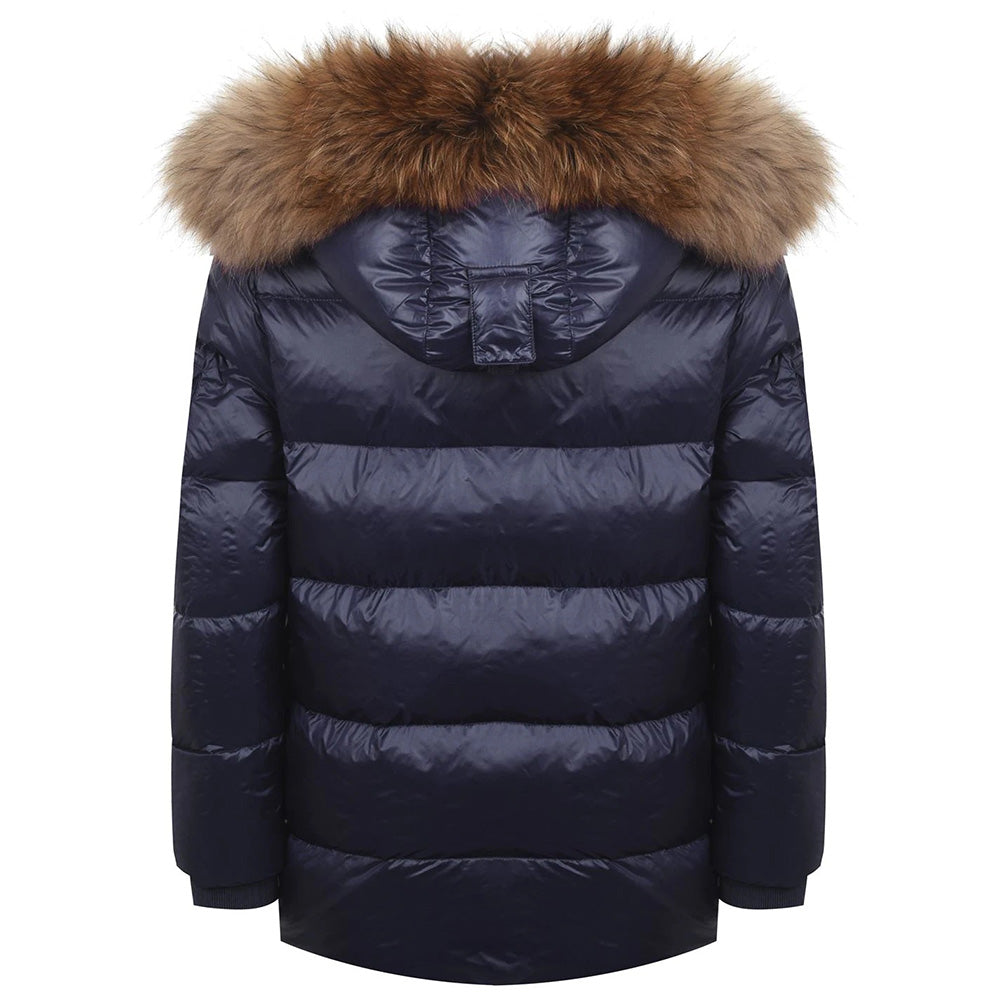 Pyrenex Girl Authentic Shiny Fur Jacket Navy