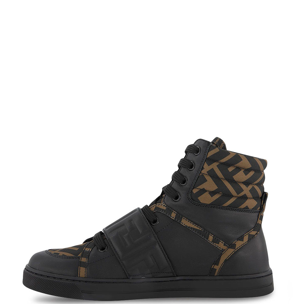 Fendi Kids Unisex High Top Trainers Black