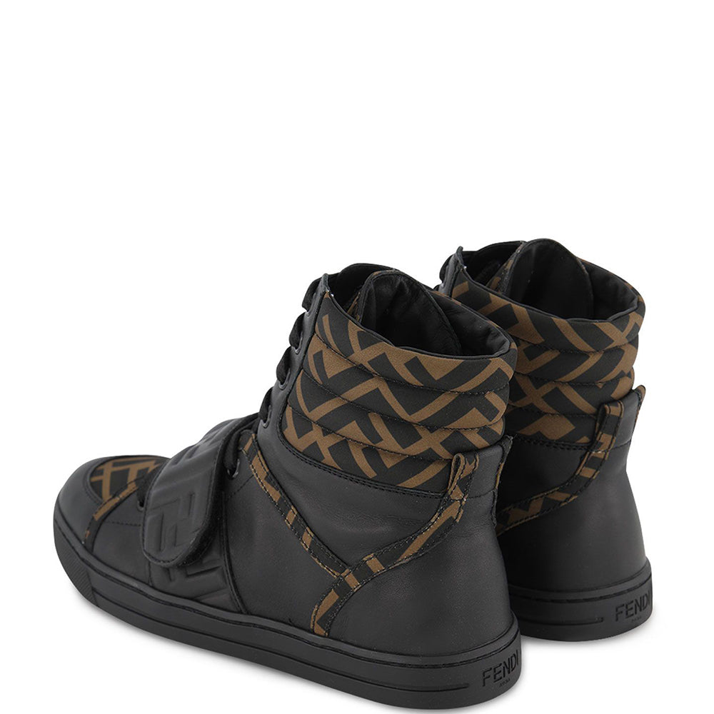 Fendi Kids Unisex High Top Trainers Black