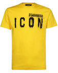 Dsquared2 Men's Spray Effect ICON Logo T-Shirt Yellow