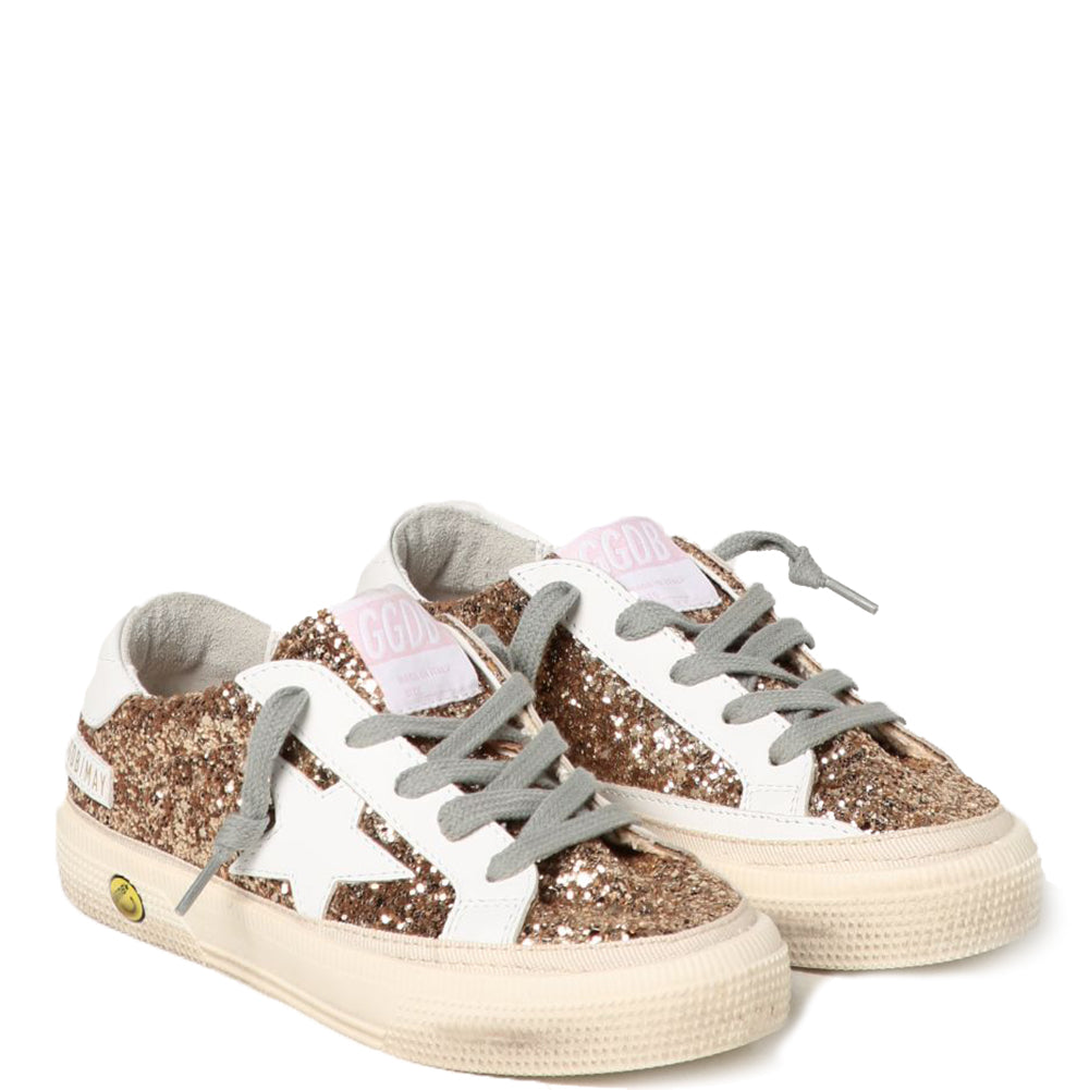 Golden Goose Girls May Glitter Sneakers Gold