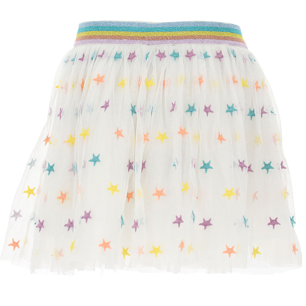 Stella McCartney Girls Rainbow and Star Print Skirt White