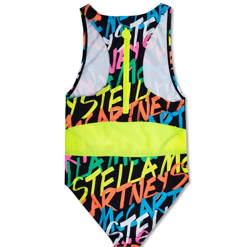 Stella McCartney Girls Neon Print Swimsuit Black