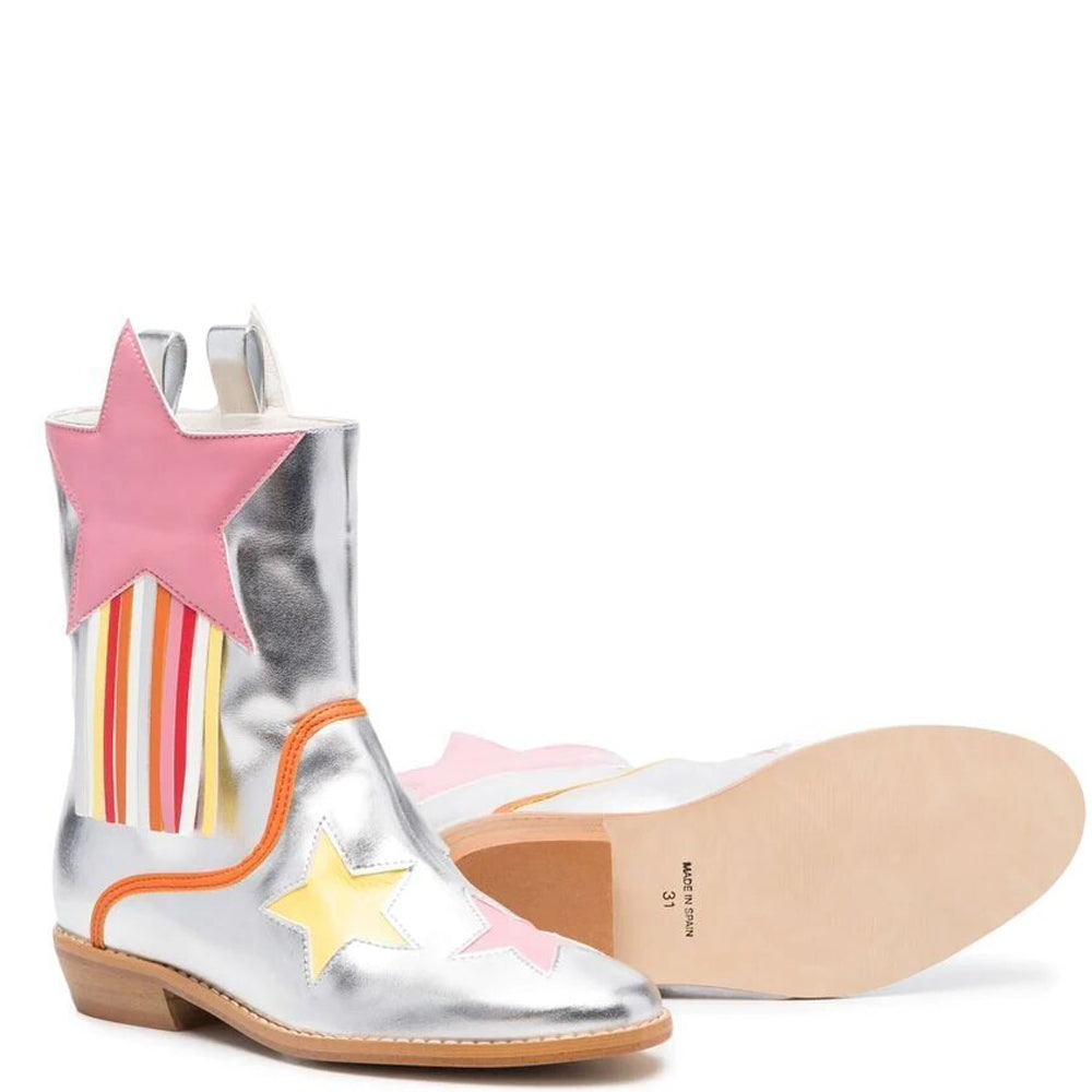 Stella McCartney Girls Cowboy Boots Silver