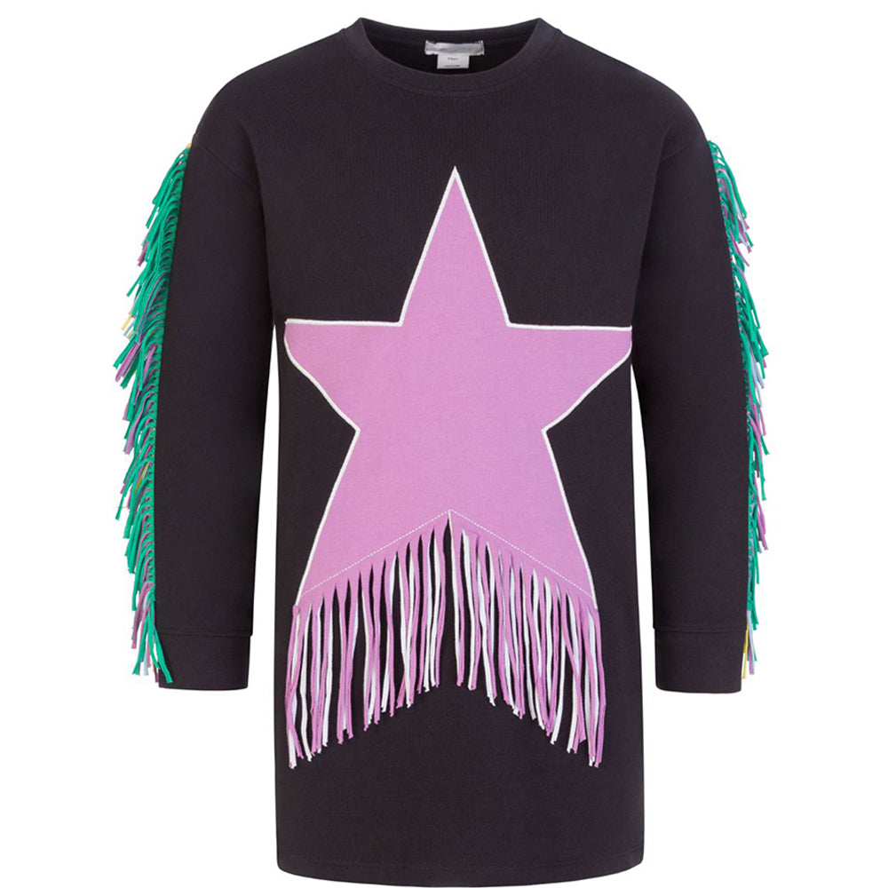 Stella McCartney Girls Star Logo Jersey Dress Black